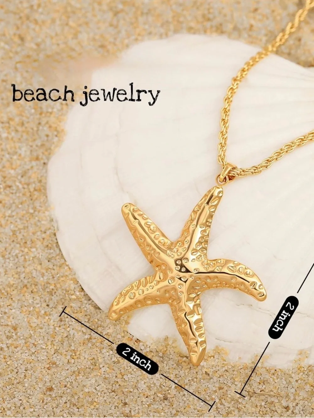 Gold Starfish Pendant Necklace and Earrings Set